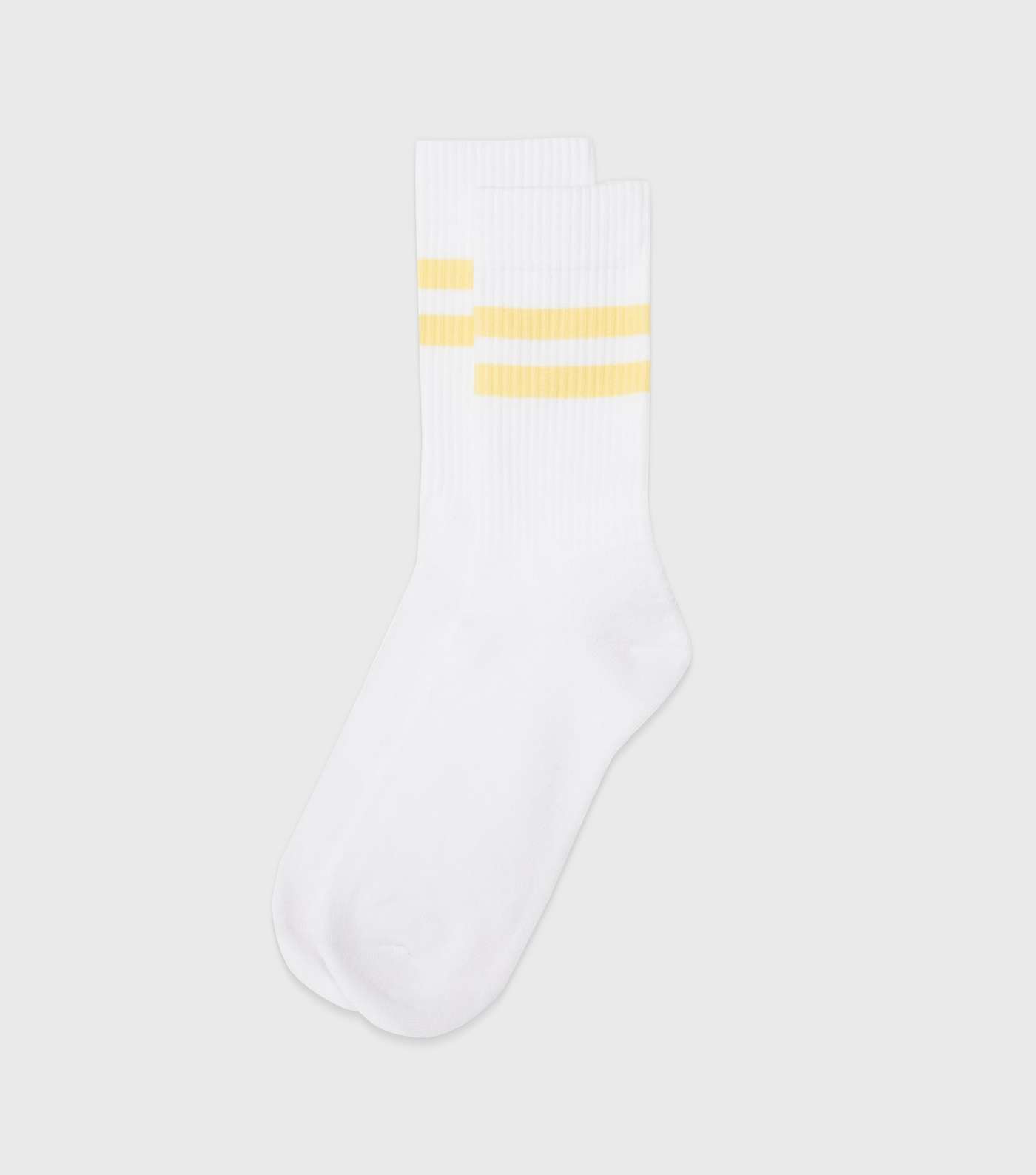 Pale Yellow Sports Stripe Ribbed Socks