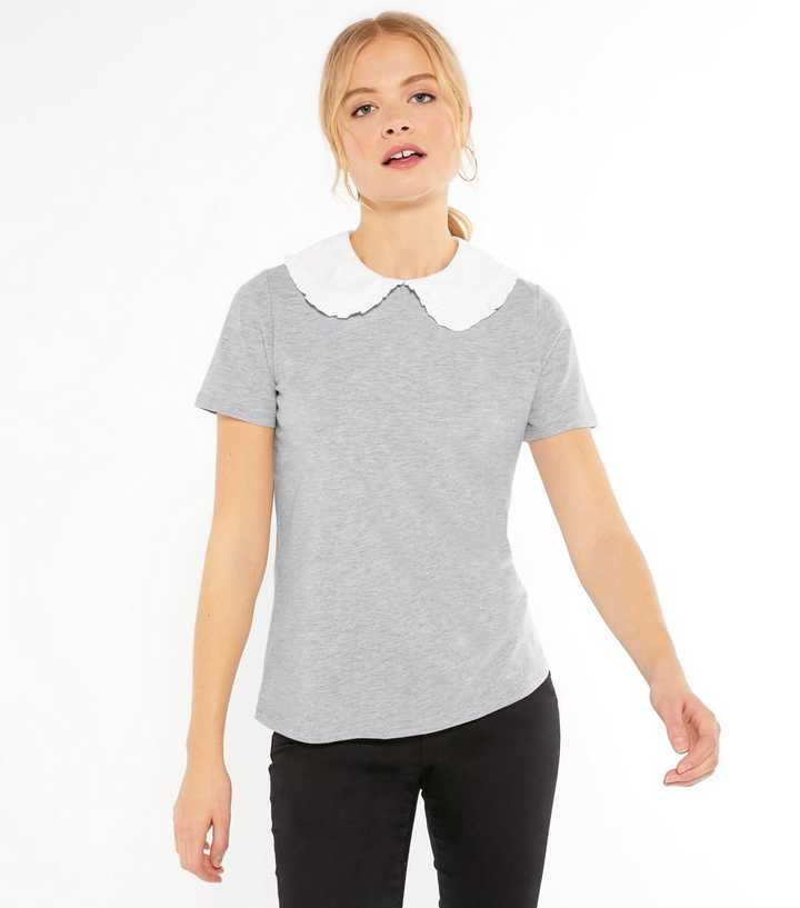 contrast collar t shirt