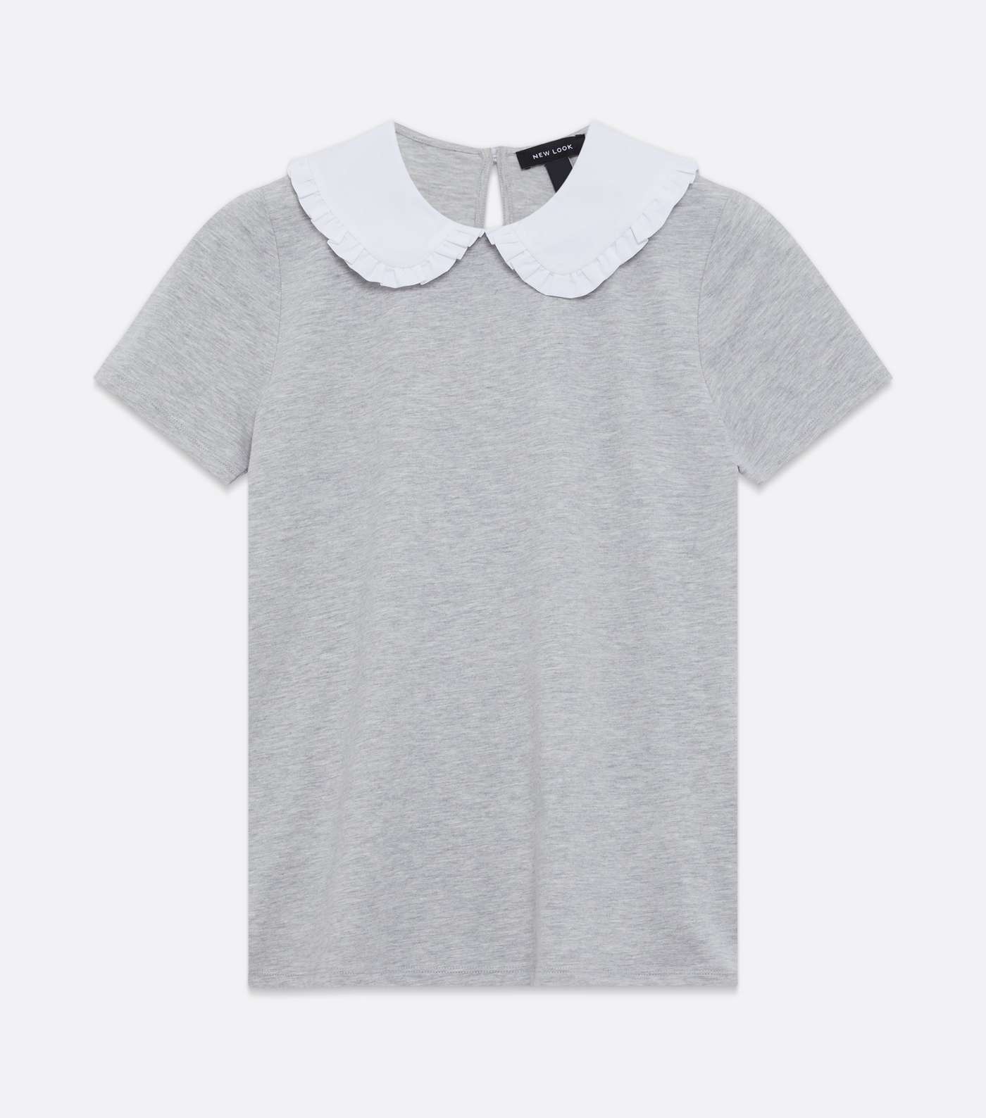 Grey Contrast Collar T-Shirt Image 5