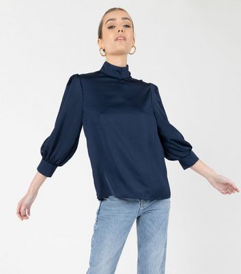navy high neck top