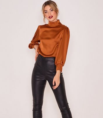 high neck satin