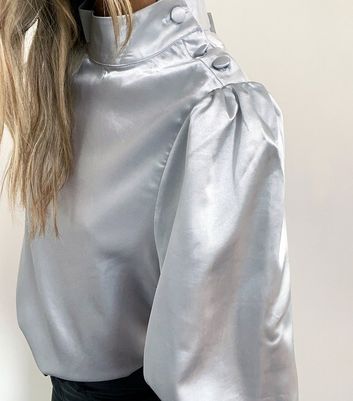 silver satin blouse uk
