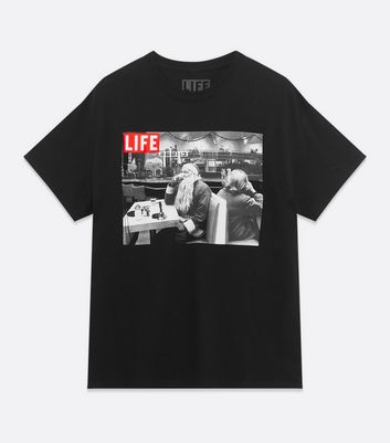 Image of Black Photo Santa Christmas Logo T-Shirt New Look