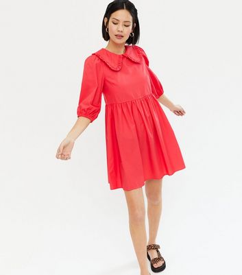 new look red smock dress