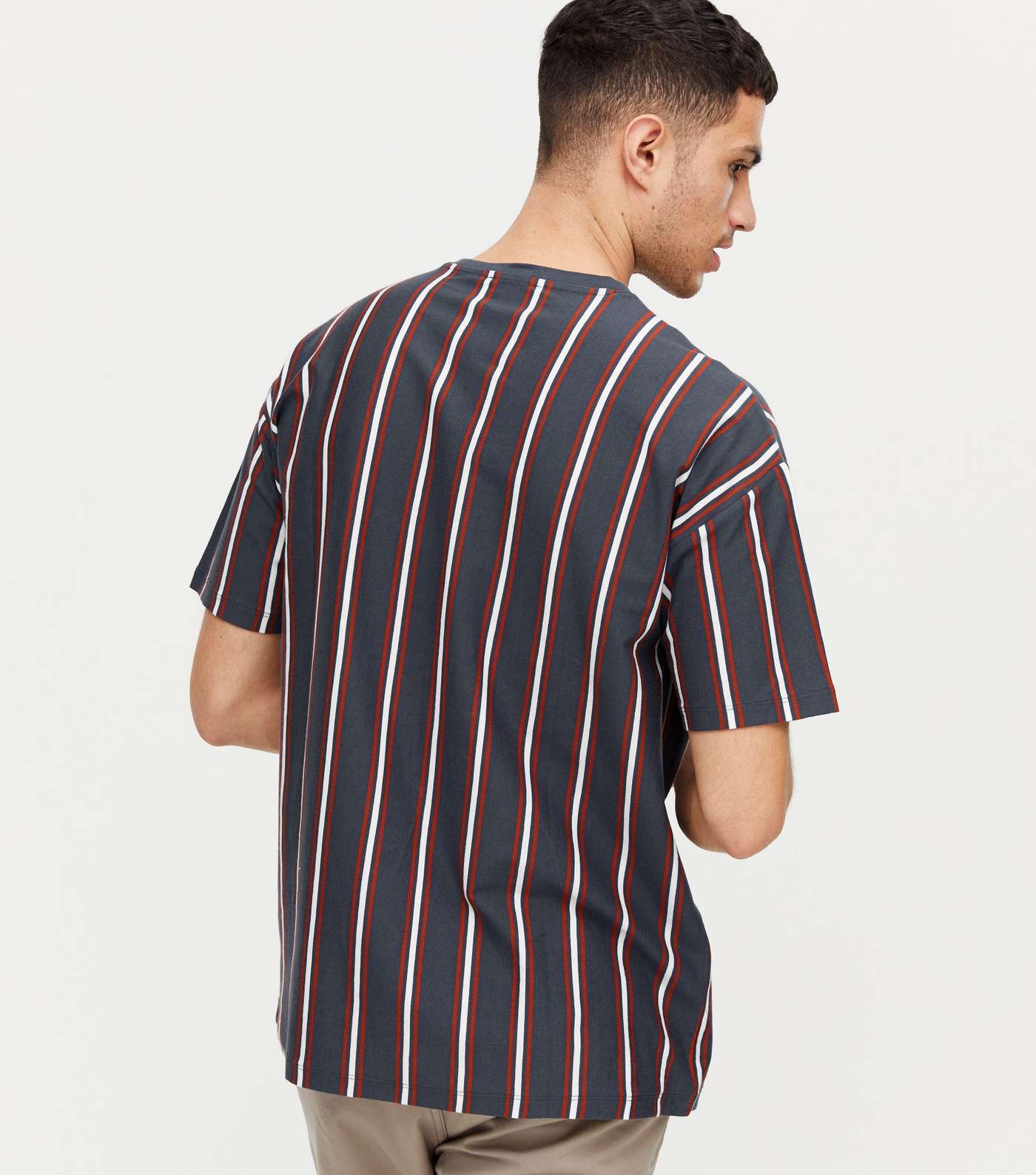 Navy Stripe USA Embroidered T-Shirt Image 4