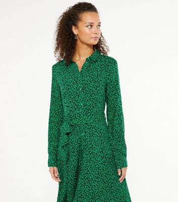 Green Animal Print Long Sleeve Midaxi 