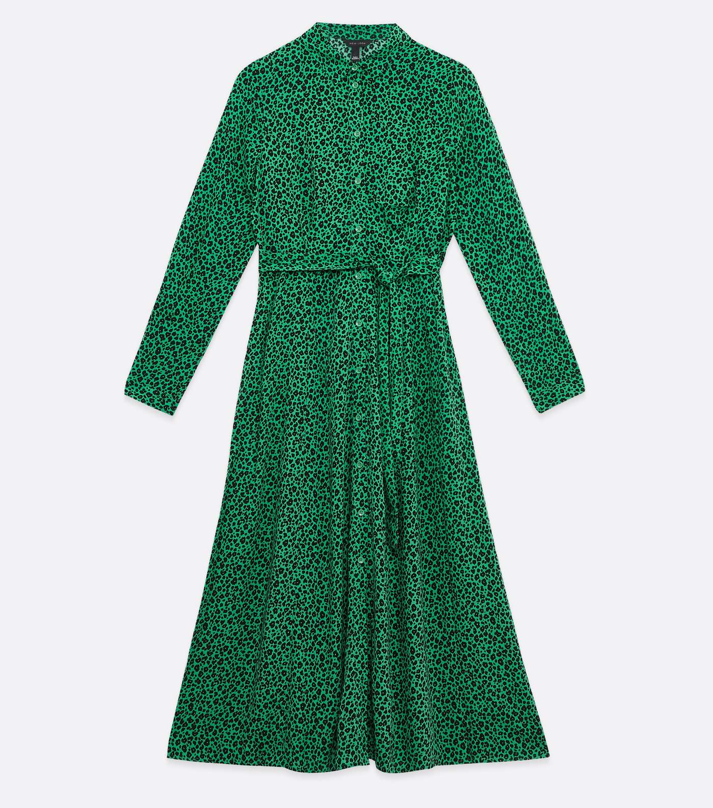 Green Animal Print Long Sleeve Midaxi Dress Image 5