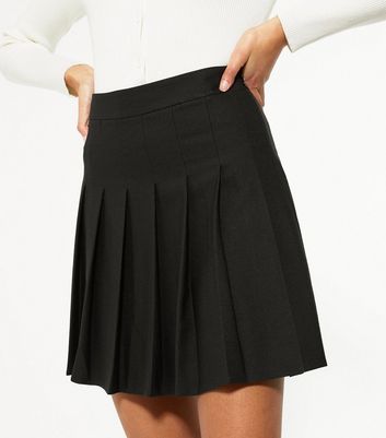 black pleated mini skirt uk