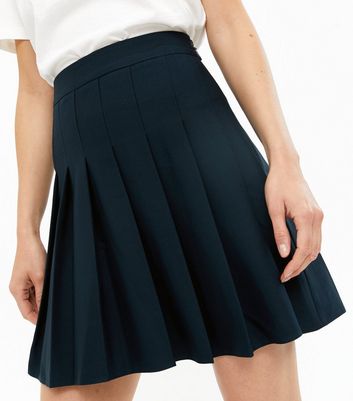 pleated mini skirt navy
