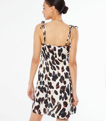 leopard print tie strap dress