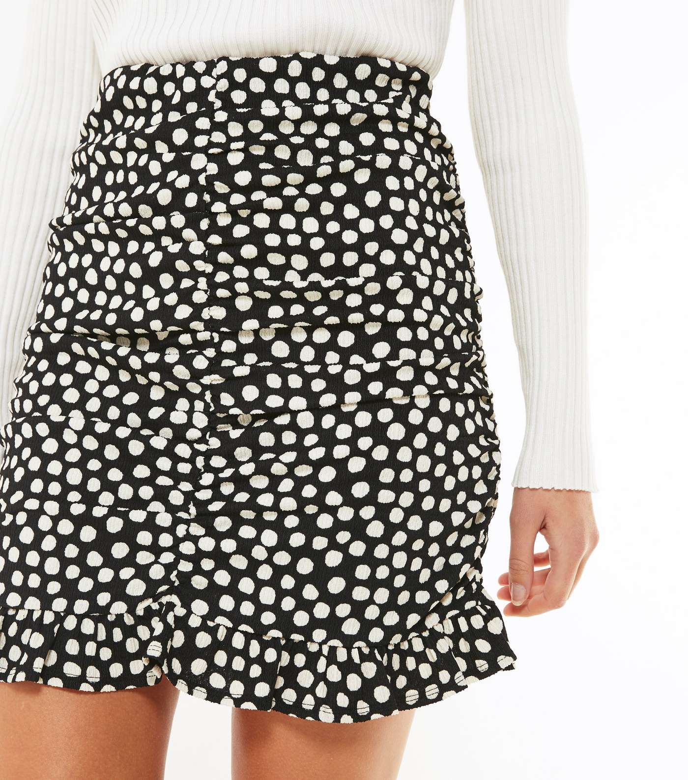 Black Spot Ruched Mini Skirt Image 4