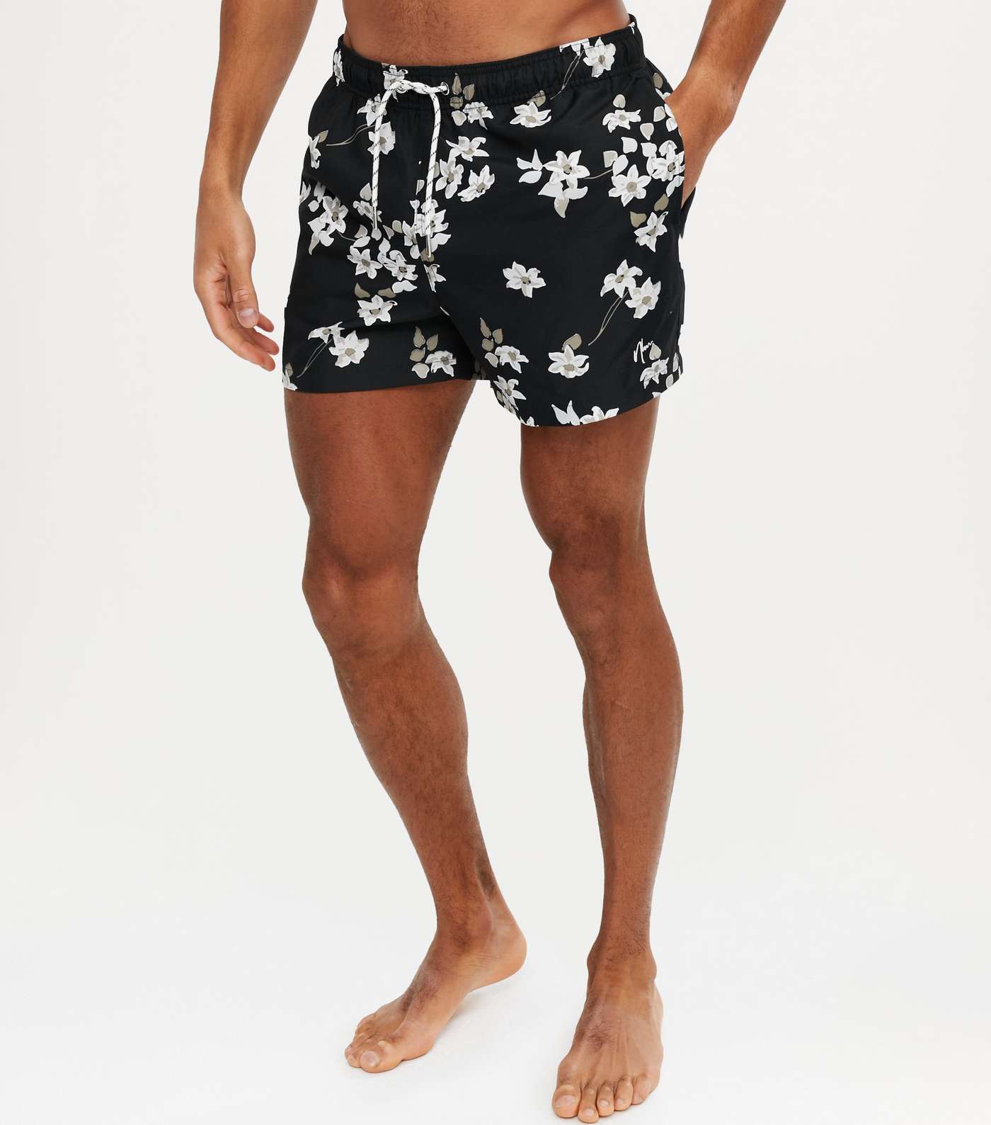 Black Floral Swim Shorts Image 2