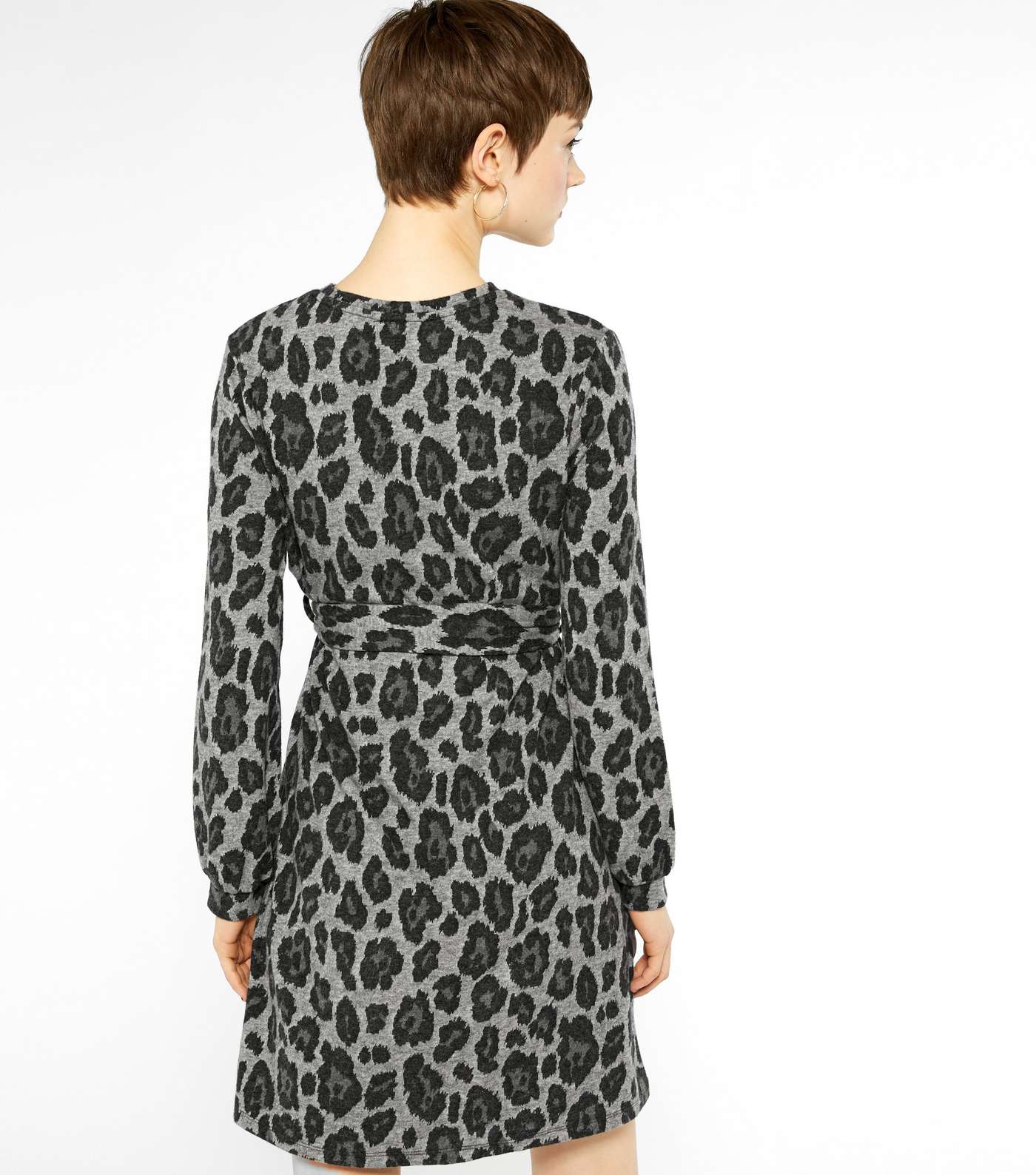Light Grey Leopard Print Tunic Dress  Image 3