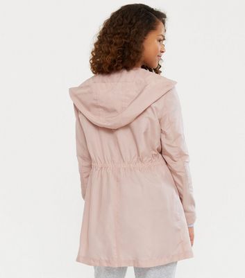 Girls Pale Pink Hooded Packable Mac 