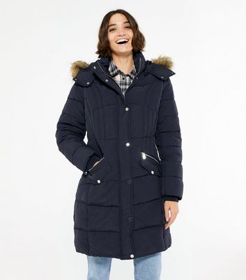 New look navy puffer on sale jacket