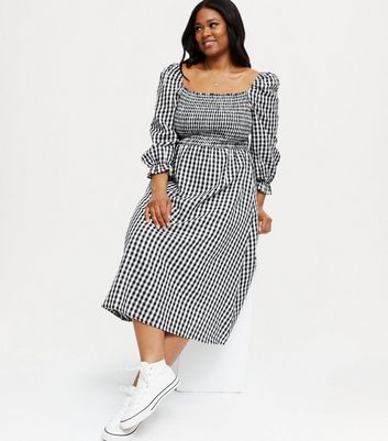 black and white check dress new look