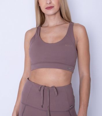 Brown Sculpt Cross Front Sports Bra