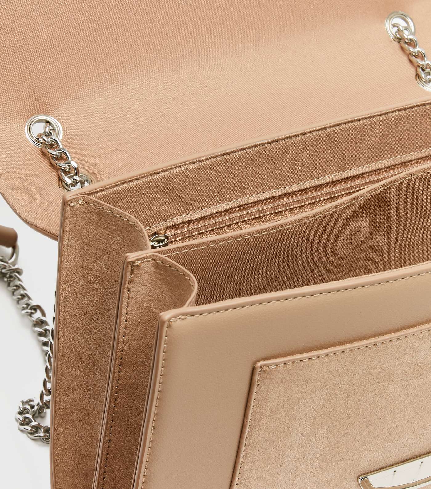 Tan Leather-Look Studded Chain Strap Bag Image 3
