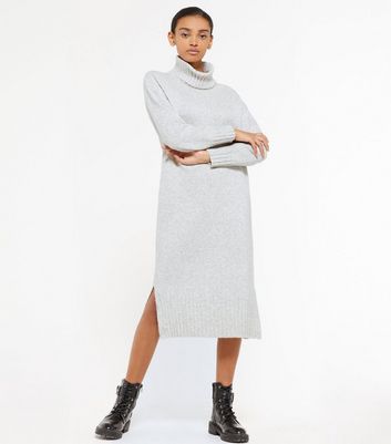 Grey knitted shop jumper dress