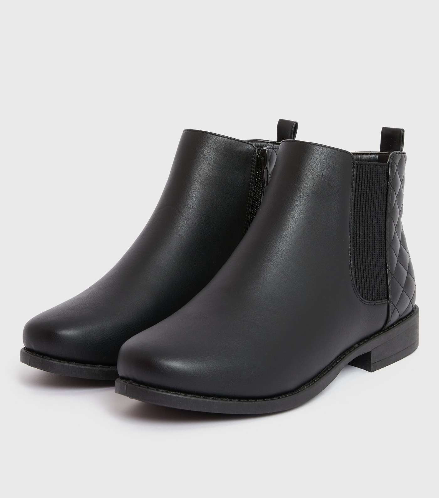 Girls Black Quilted Panel Chelsea Boots