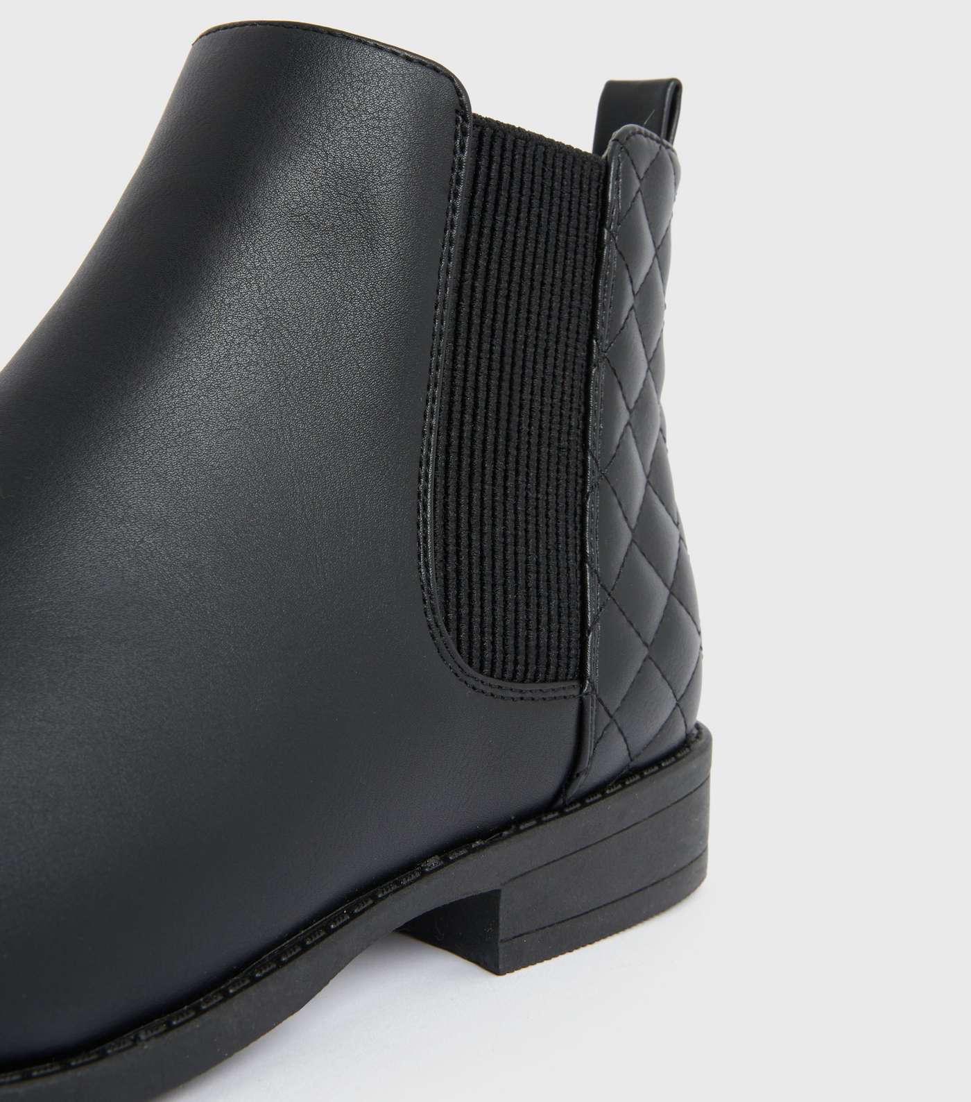 Girls Black Quilted Panel Chelsea Boots Image 3