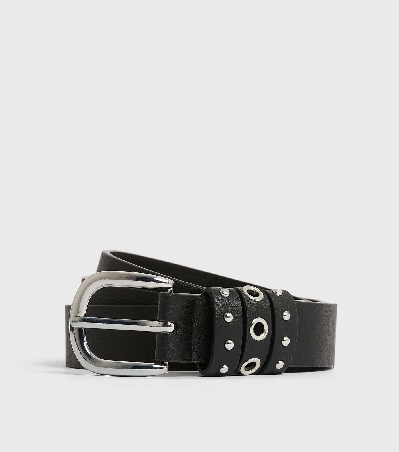 Black Leather-Look Studded Belt