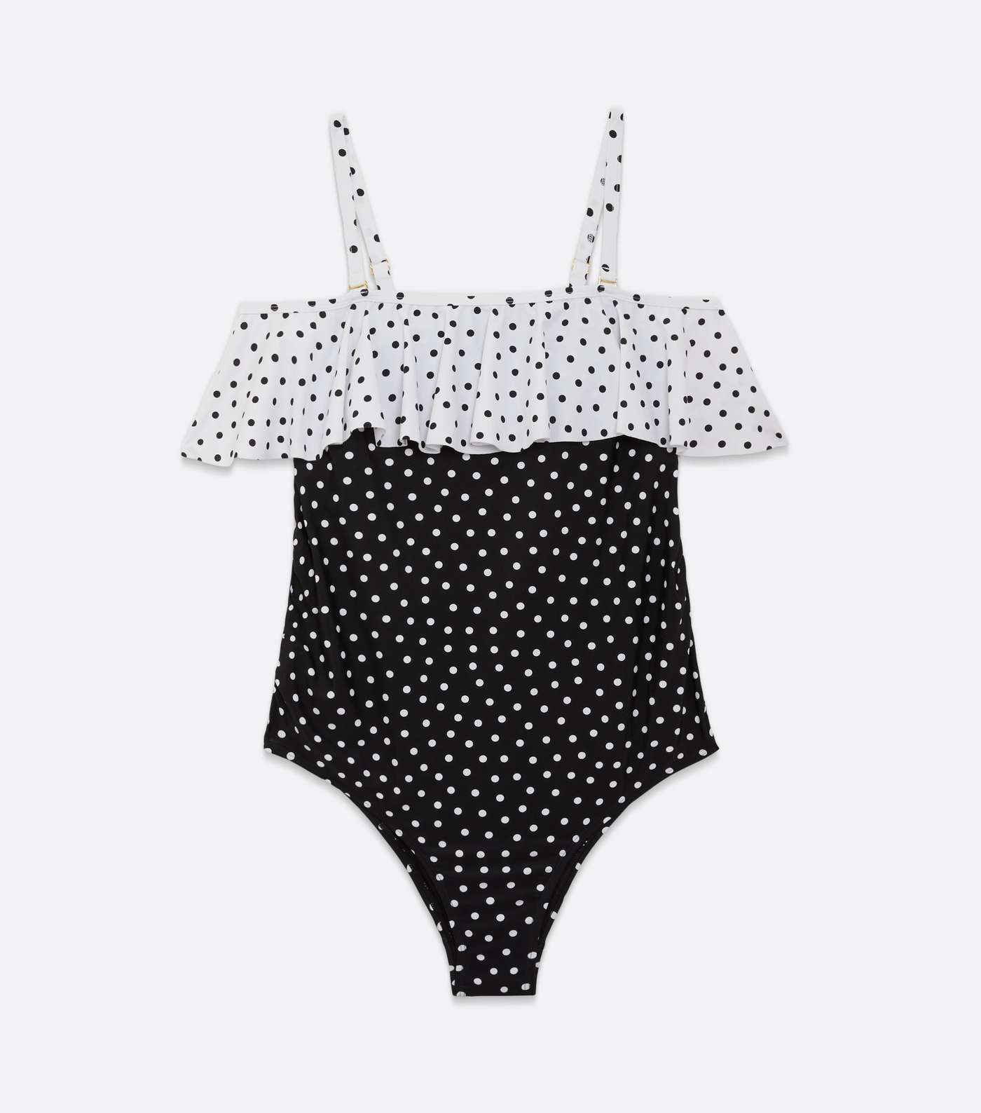 Maternity Black Spot Ruffle Trim Swimsuit Image 2
