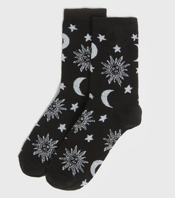 Image of Black Mystic Glitter Socks New Look