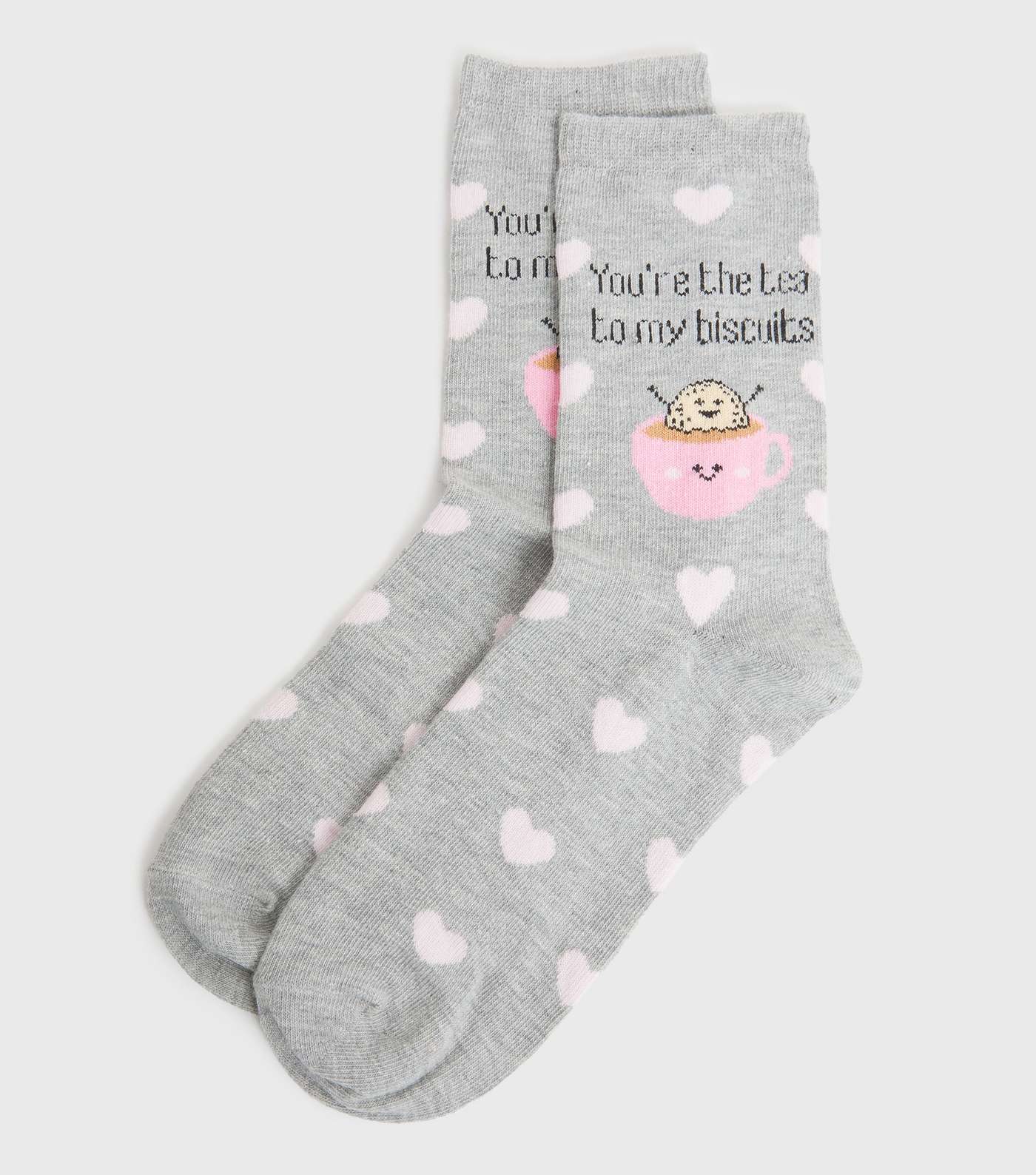 Grey Youre the Tea To My Biscuits Heart Socks