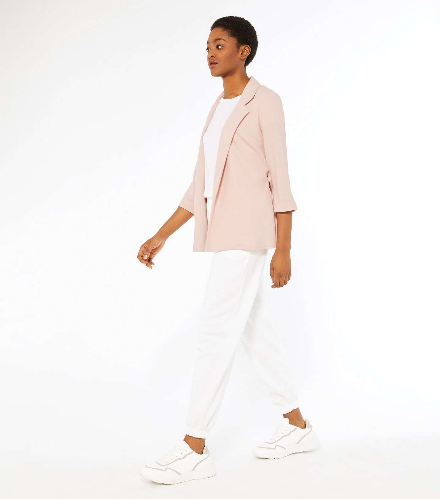 Pale Pink Jersey Belted Blazer Image 2