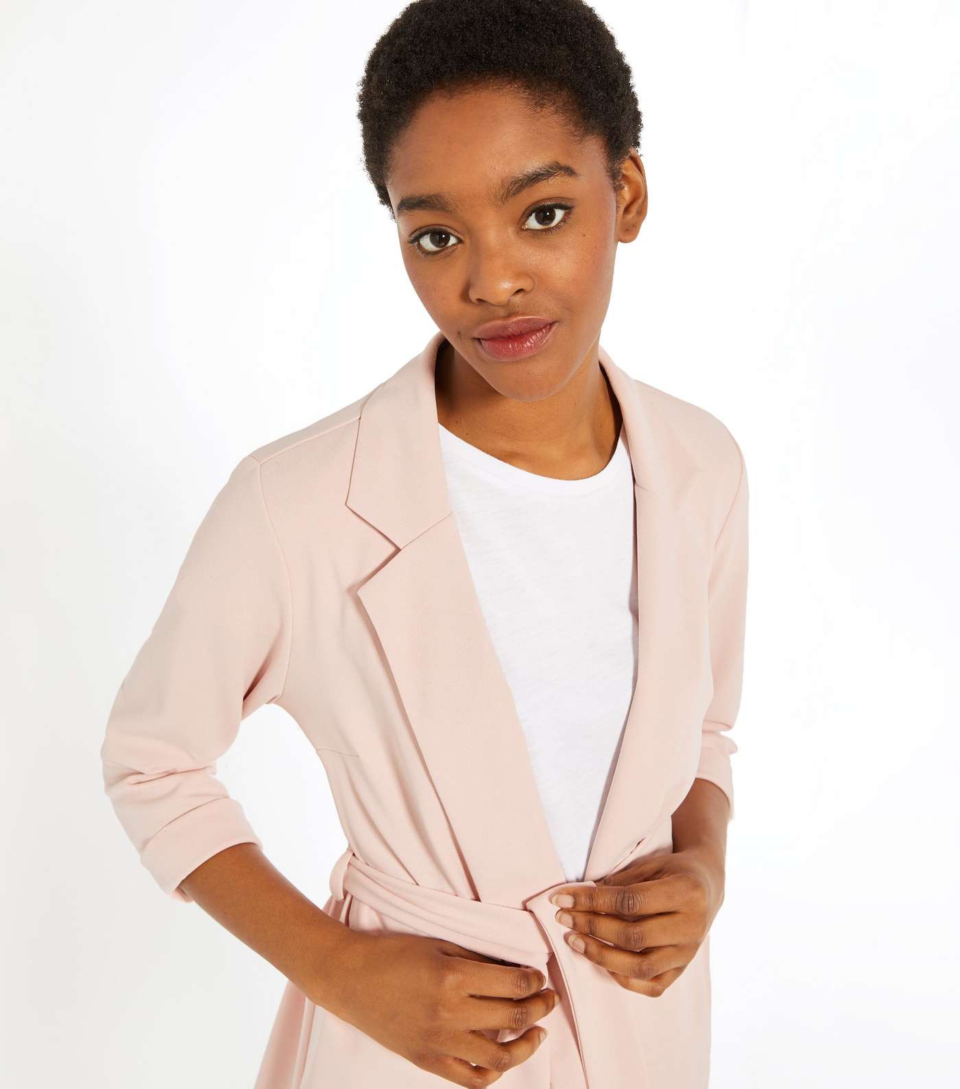 Pale Pink Jersey Belted Blazer Image 4