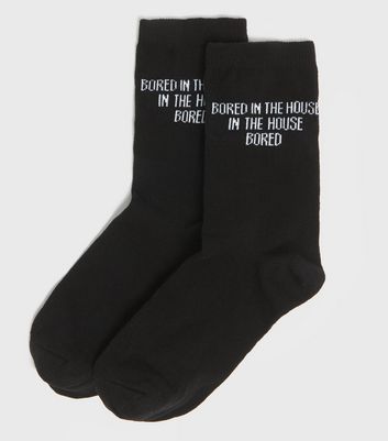 Image of Black Bored In The House Socks New Look