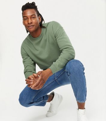 Jack u0026 Jones Green Jersey Sweatshirt | New Look