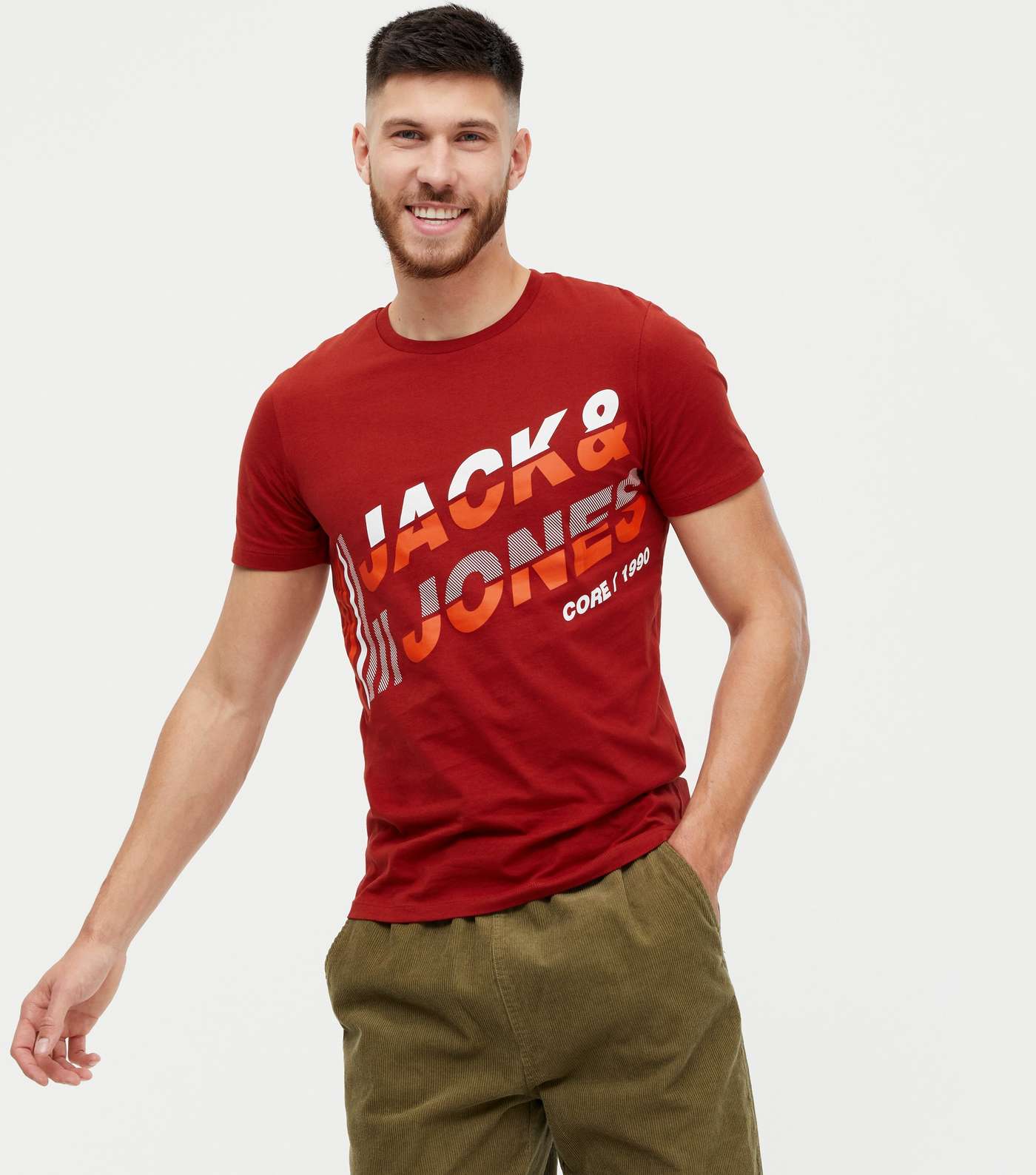 Jack & Jones Red Colour Block Logo T-Shirt 