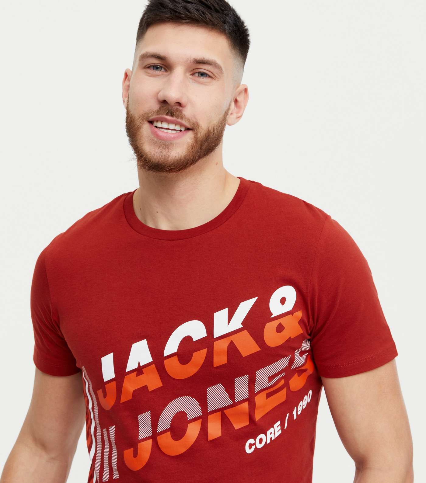 Jack & Jones Red Colour Block Logo T-Shirt  Image 3