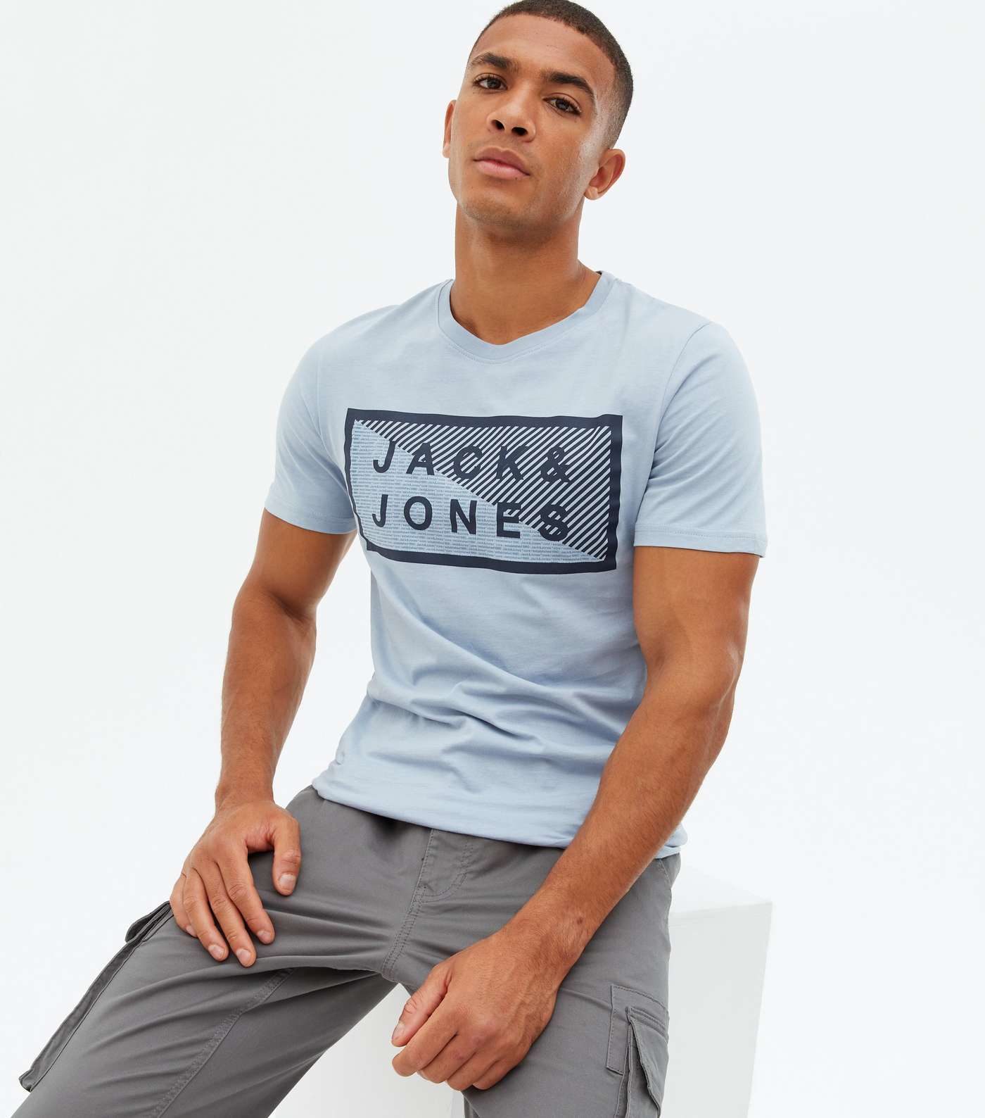Jack & Jones Blue Box Logo T-Shirt Image 3
