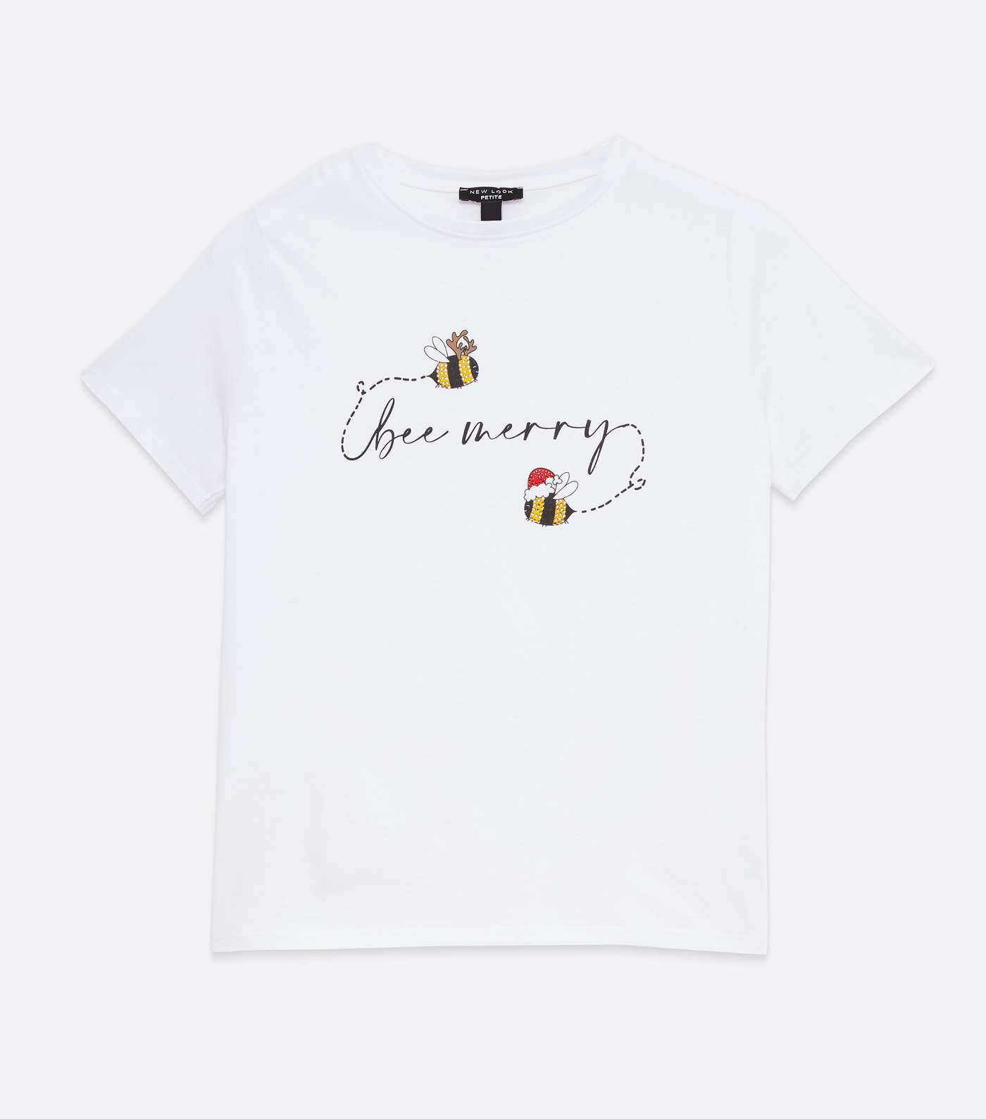 Petite White Bee Merry Logo Christmas T-Shirt Image 5