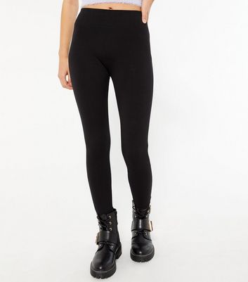 Petite Black Jersey High Waist Leggings 