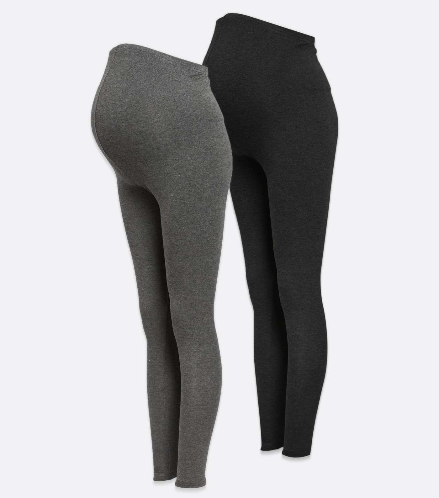 Maternity 2 Pack Grey and Black Jersey Leggings Image 5