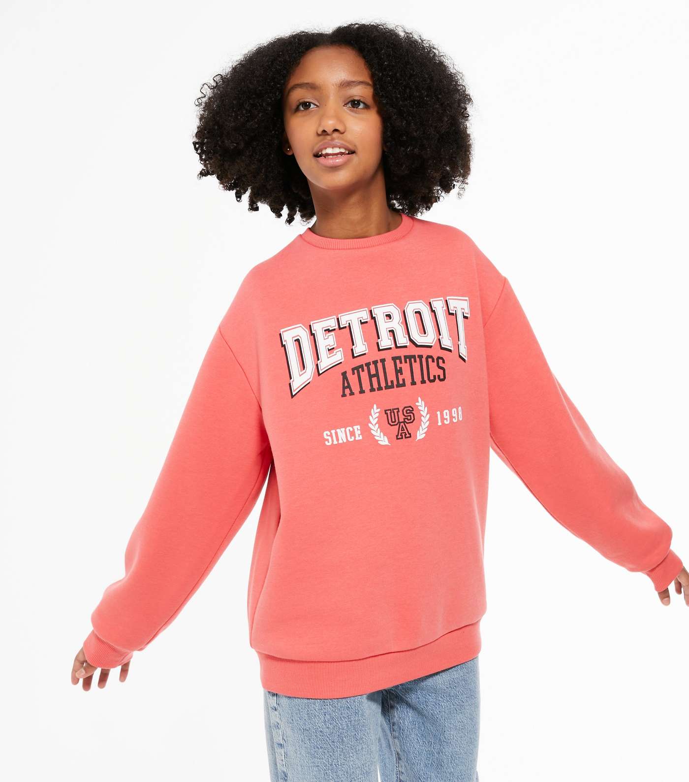 Girls Coral Detroit Varsity Logo Sweatshirt