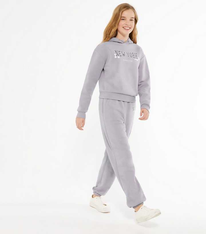 Girls Lilac New York Logo Hoodie and Jogger Set