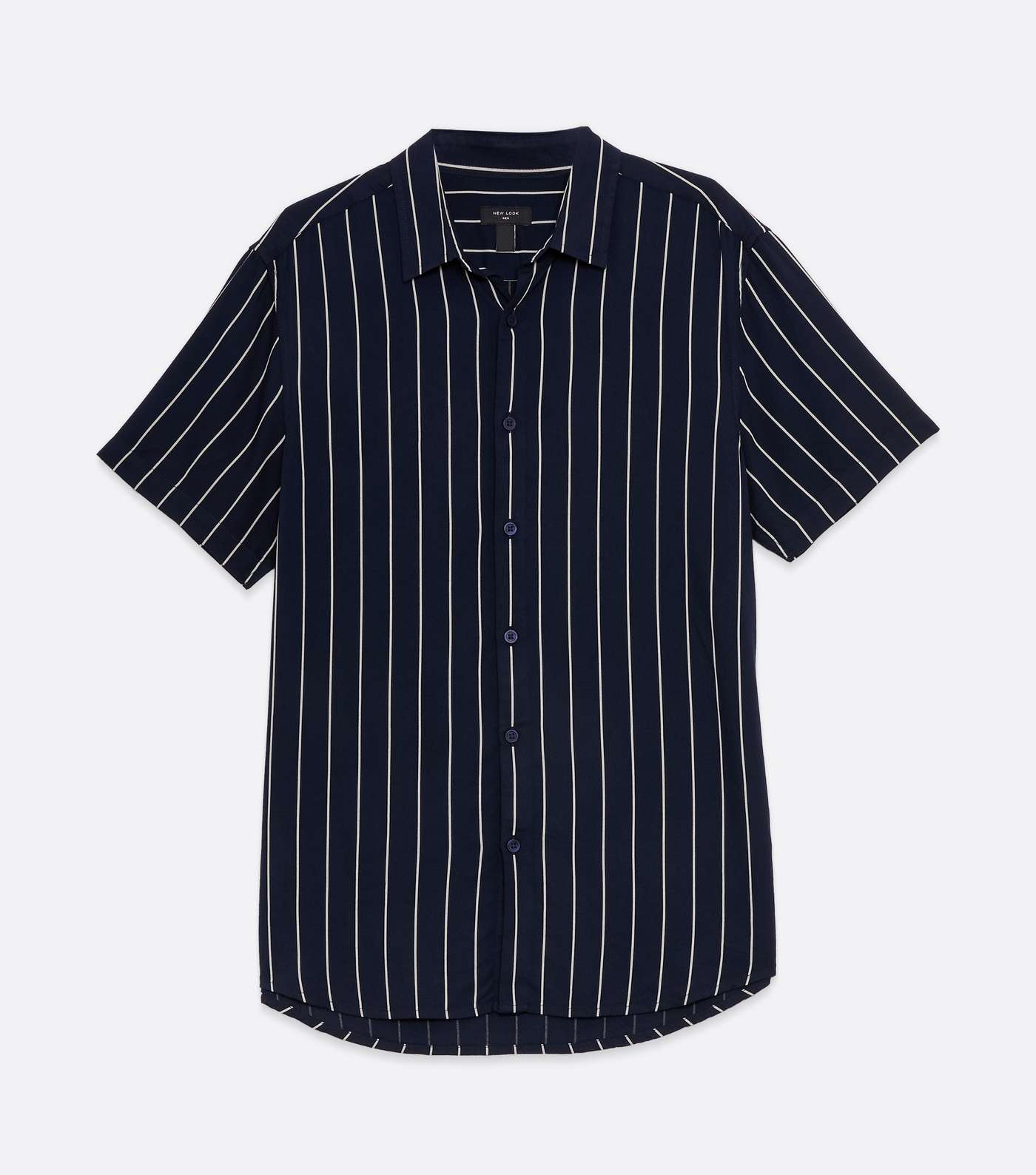 Navy Stripe Short Sleeve Collared Shirt Image 5