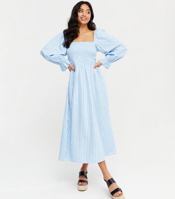 gingham dress blue