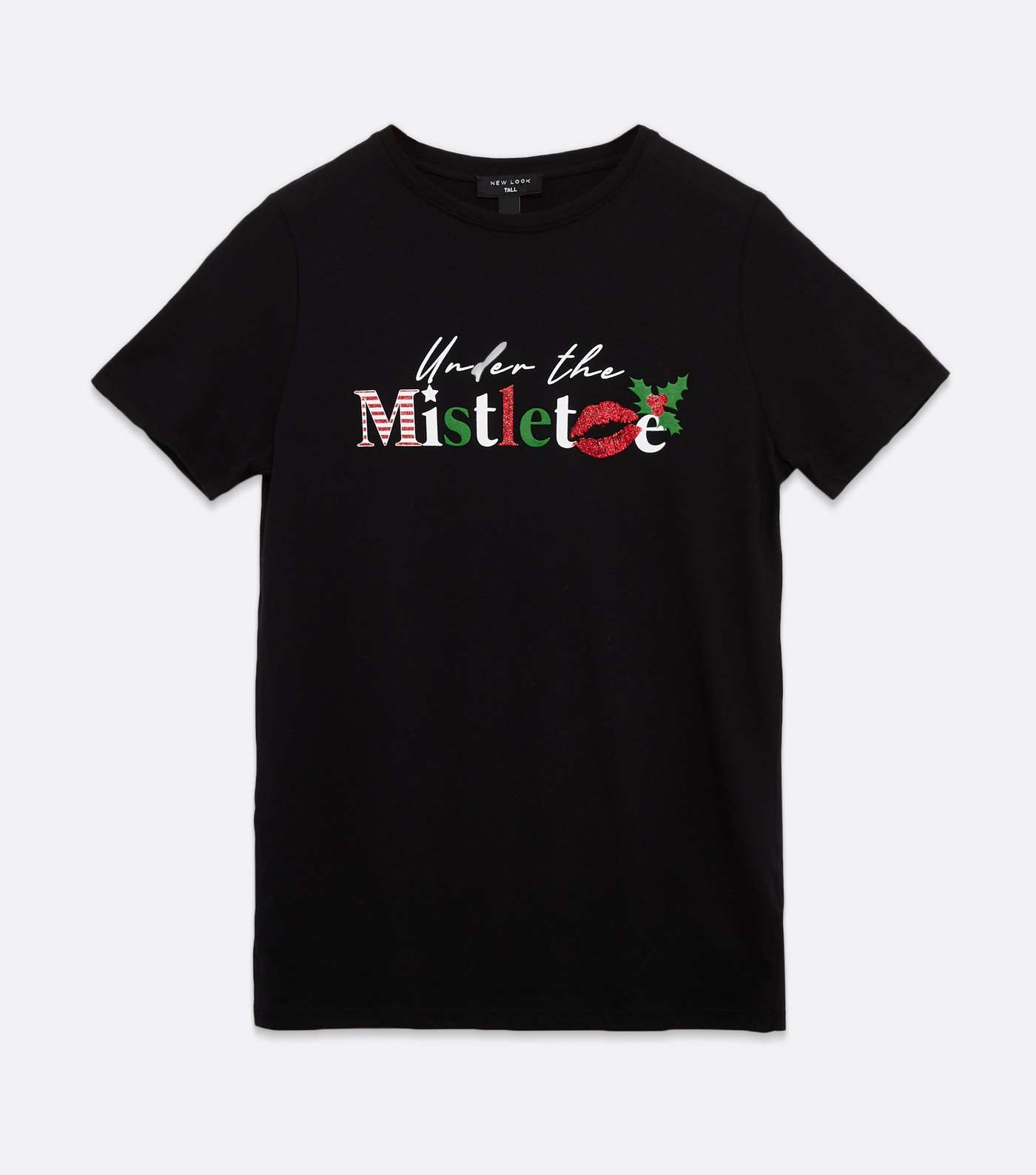 Tall Black Mistletoe Christmas Logo T-Shirt Image 5