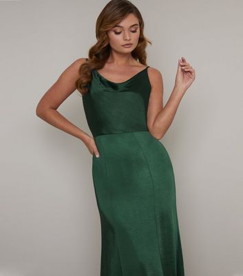 green cowl neck maxi dress