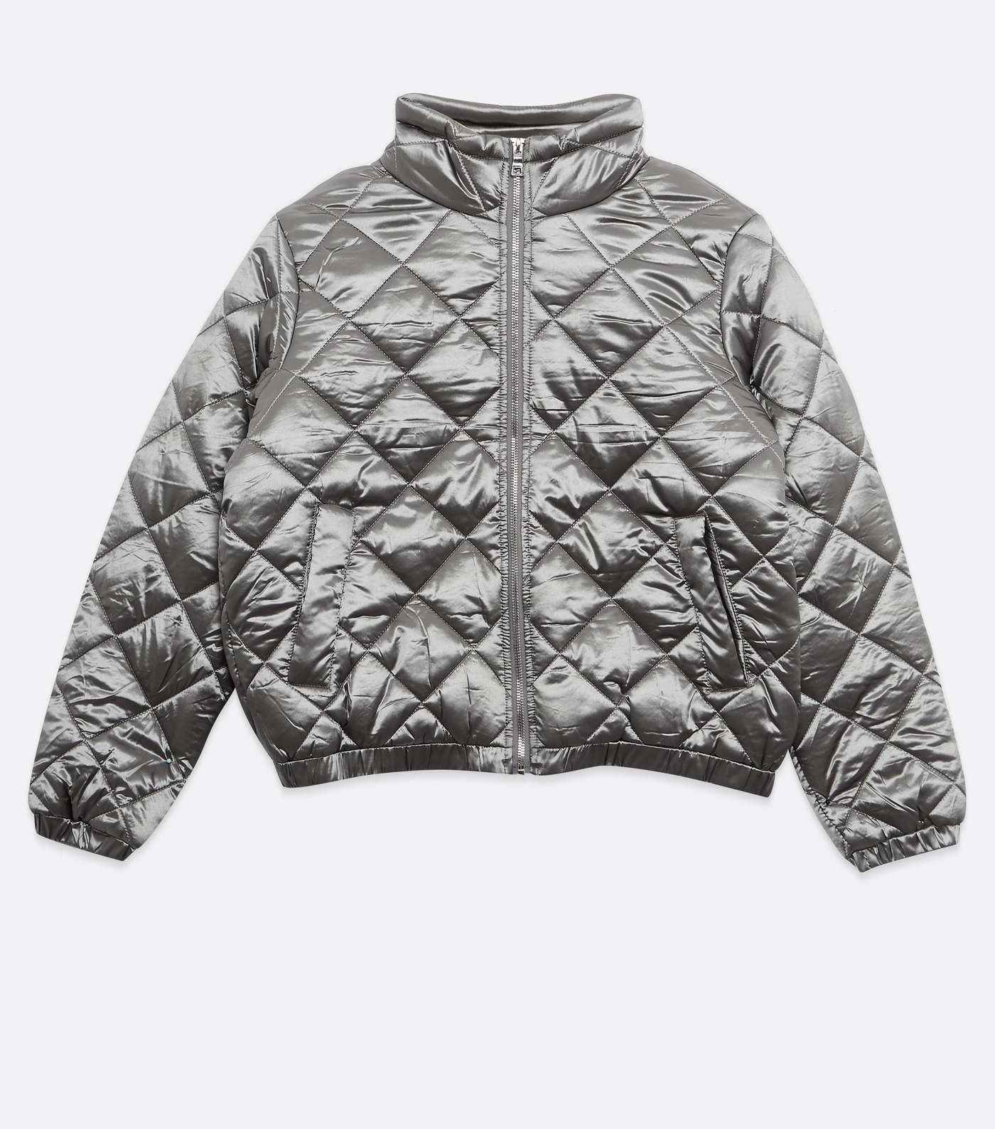 Wednesday's Girl Silver Metallic Quilted Puffer Jacket  Image 5