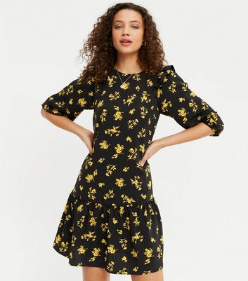 Black with yellow flowers clearance dress