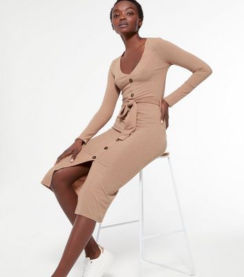 New look store ribbed midi dress