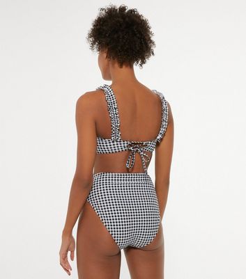 high waisted gingham bikini bottoms