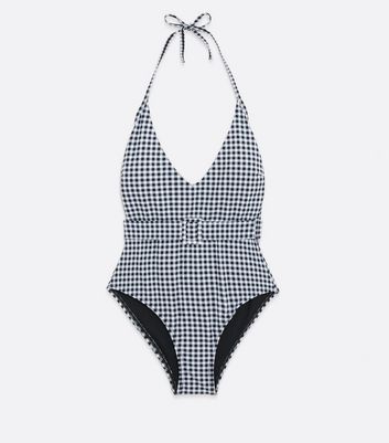 black gingham swimsuit